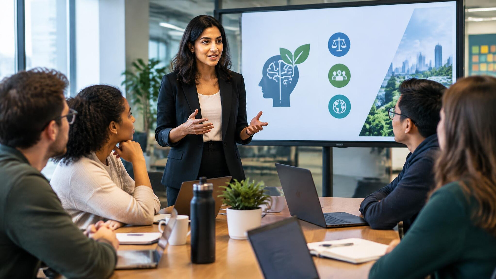 woman leading team meeting
