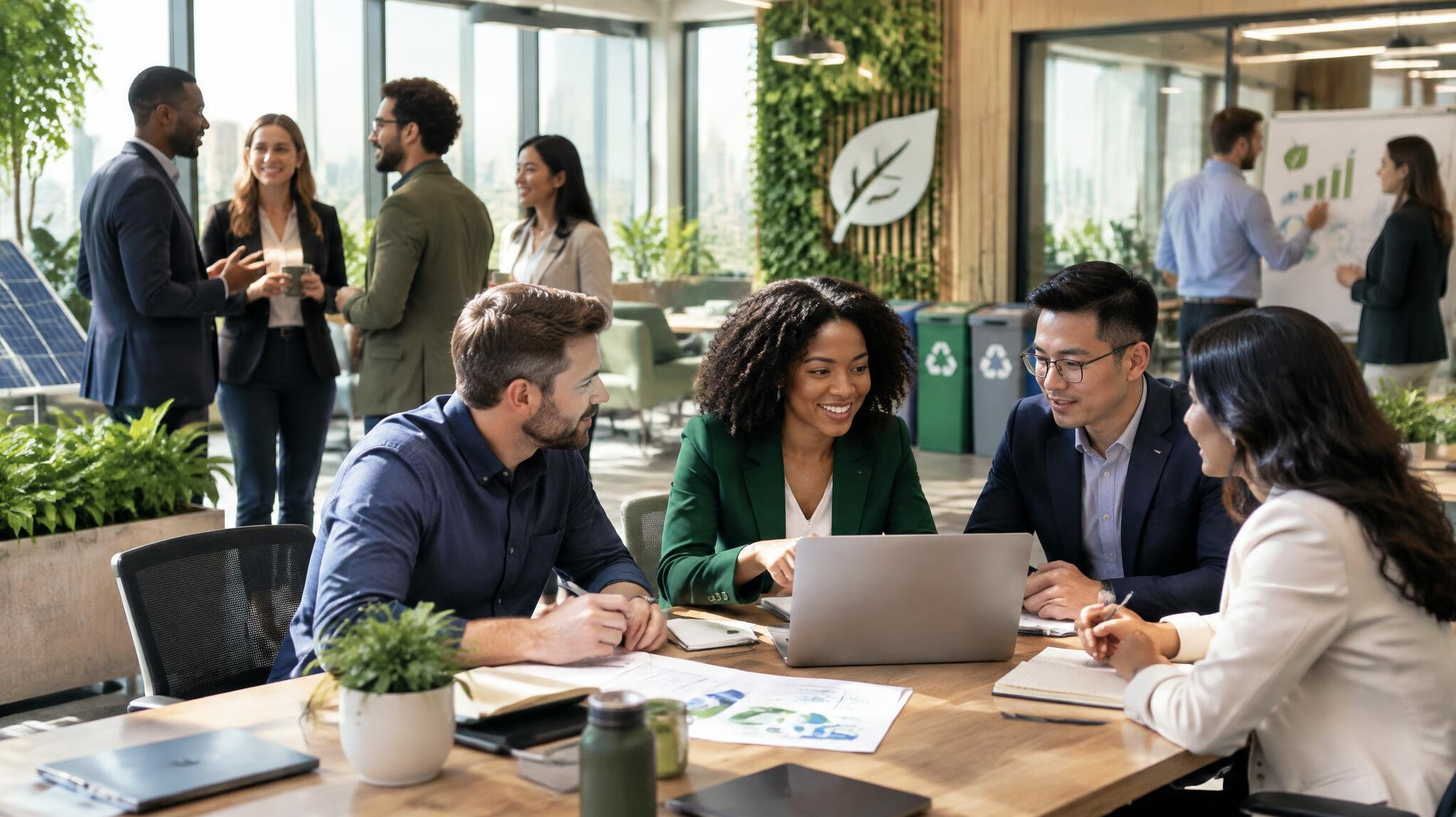 diverse business professionals networking